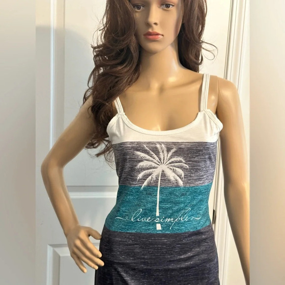 NWT-Color Block Coconut Tree Print Dress - Picture 4 of 8